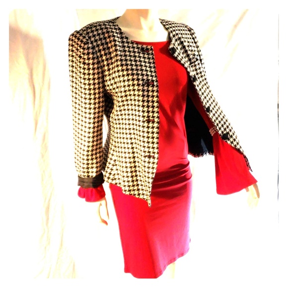 En Avance Jackets & Blazers - VTG EN AVANCE blazer jacket size 9/10 Houndstooth Black & White